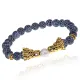 Браслет-амулет Драконы с нат.камнем синий Африканский агат 8мм BSHE-08-27G