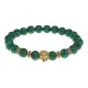 Браслет-амулет Лев с синт. камнем Малахит 8мм BSHE-09-12G