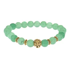 Браслет-амулет Лев с нат.камнем Нефрит 8мм BSHE-09-13G