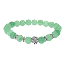 Браслет-амулет Лев с нат.камнем Нефрит 8мм BSHE-09-13S