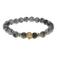 Браслет-амулет Лев с нат. камнем Снежный обсидиан 8мм BSHE-09-14G