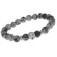Браслет-амулет Лев с нат.камнем Снежный обсидиан 8мм BSHE-09-14S