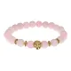 Браслет-амулет Лев с нат. камнем Розовый кварц 8мм BSHE-09-15G