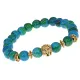 Браслет-амулет Лев с синт. камнем Хризоколла 8мм BSHE-09-21G