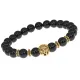 Браслет-амулет Лев с нат. камнем Черный агат 8мм BSHE-09-23G