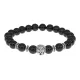 Браслет-амулет Лев с нат. камнем Черный агат 8мм BSHE-09-23S