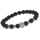 Браслет-амулет Лев с нат. камнем Черный агат 8мм BSHE-09-23S