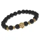 Браслет-амулет Лев с синт. камнем Шунгит 8мм BSHE-09-24G