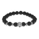 Браслет-амулет Лев с синт. камнем Шунгит 8мм BSHE-09-24S