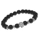 Браслет-амулет Лев с синт. камнем Шунгит 8мм BSHE-09-24S