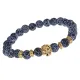 Браслет-амулет Лев с нат. камнем синий Африканский агат 8мм BSHE-09-27G