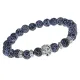 Браслет-амулет Лев с нат. камнем синий Африканский агат 8мм BSHE-09-27S