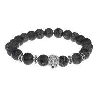 Браслет-амулет Лев с нат.камнем Змеевик 8мм BSHE-09-29S