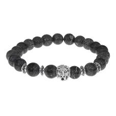 Браслет-амулет Лев с нат.камнем Змеевик 8мм BSHE-09-29S