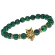Браслет-амулет Волк с синт. камнем Малахит 8мм BSHE-10-12G