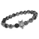 Браслет-амулет Волк с нат. камнем Снежный обсидиан 8мм BSHE-10-14S