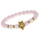 Браслет-амулет Волк с нат. камнем Розовый кварц 8мм BSHE-10-15G