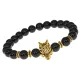 Браслет-амулет Волк с нат. камнем Черный агат 8мм BSHE-10-23G