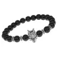 Браслет-амулет Волк с нат. камнем Черный агат 8мм BSHE-10-23S