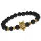 Браслет-амулет Волк с синт. камнем Шунгит 8мм BSHE-10-24G