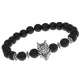 Браслет-амулет Волк с синт. камнем Шунгит 8мм BSHE-10-24S