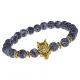 Браслет-амулет Волк с нат. камнем синий Африканский агат 8мм BSHE-10-27G