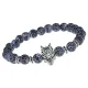 Браслет-амулет Волк с нат. камнем синий Африканский агат 8мм BSHE-10-27S