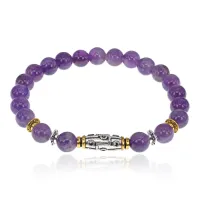 Браслет с 9-глазой бусиной Дзи, нат.камень Аметист 8мм BSHE-11-03