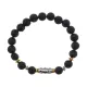 Браслет с 9-глазой бусиной Дзи, нат.камень Лава 8мм BSHE-11-09