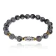 Браслет с 9-глазой бусиной Дзи, нат.камень Обсидиан 8мм BSHE-11-14