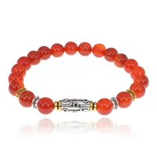 Браслет с 9-глазой бусиной Дзи, нат.камень Сердолик 8мм BSHE-11-17