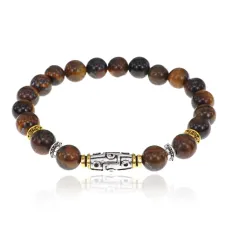 Браслет с 9-глазой бусиной Дзи, нат.камень Тигровый глаз 8мм BSHE-11-19