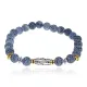 Браслет с 9-глазой бусиной Дзи, нат.камень Синий Африк. агат 8мм BSHE-11-27