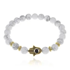 Браслет-амулет Хамса с нат.камнем Кахолонг 8мм BSHE-G-07