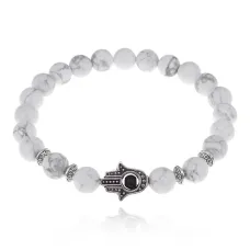 Браслет-амулет Хамса с нат. камнем Кахолонг 8мм BSHE-S-07
