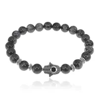 Браслет-амулет Хамса с нат.камнем Лабрадор 8мм BSHE-S-08