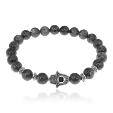 Браслет-амулет Хамса с нат.камнем Лабрадор 8мм BSHE-S-08