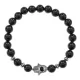 Браслет-амулет Хамса с нат. камнем Черный агат 8мм BSHE-S-23