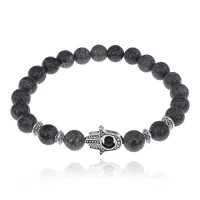 Браслет-амулет Хамса с нат. камнем Змеевик 8мм BSHE-S-29