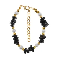 Браслет, 24 см, черный агат BJBS-435-01