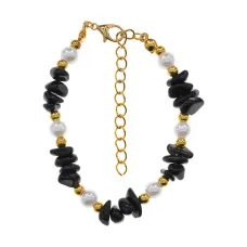 Браслет, 24 см, черный агат BJBS-435-01