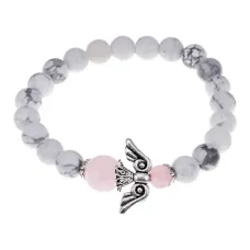 Браслет Ангел-хранитель, кахолонг и розовый кварц BSAE011