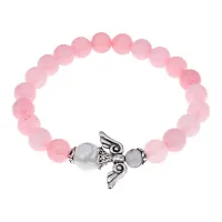 Браслет Ангел-хранитель, розовый кварц и кахолонг BSAE012