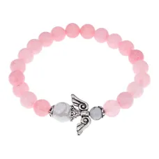 Браслет Ангел-хранитель, розовый кварц и кахолонг BSAE012