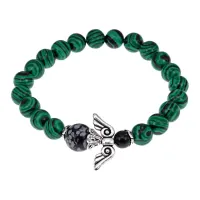 Браслет Ангел-хранитель, малахит и обсидиан BSAE014