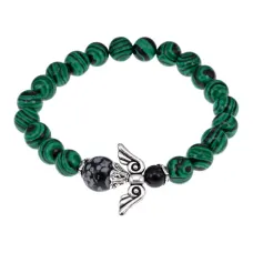 Браслет Ангел-хранитель, малахит и обсидиан BSAE014