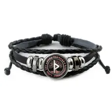 Кожаный браслет Руна Турисаз BSK-0344