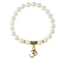 Браслет Ом (защита, духовное развитие), майорка белая BSPE-01-0013