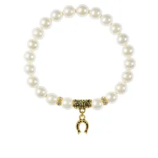 Браслет Подкова (на счастье), майорка белая BSPE-01-0018