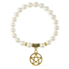 Браслет Пентаграмма (мощная защита от зла), майорка белая BSPE-01-0050